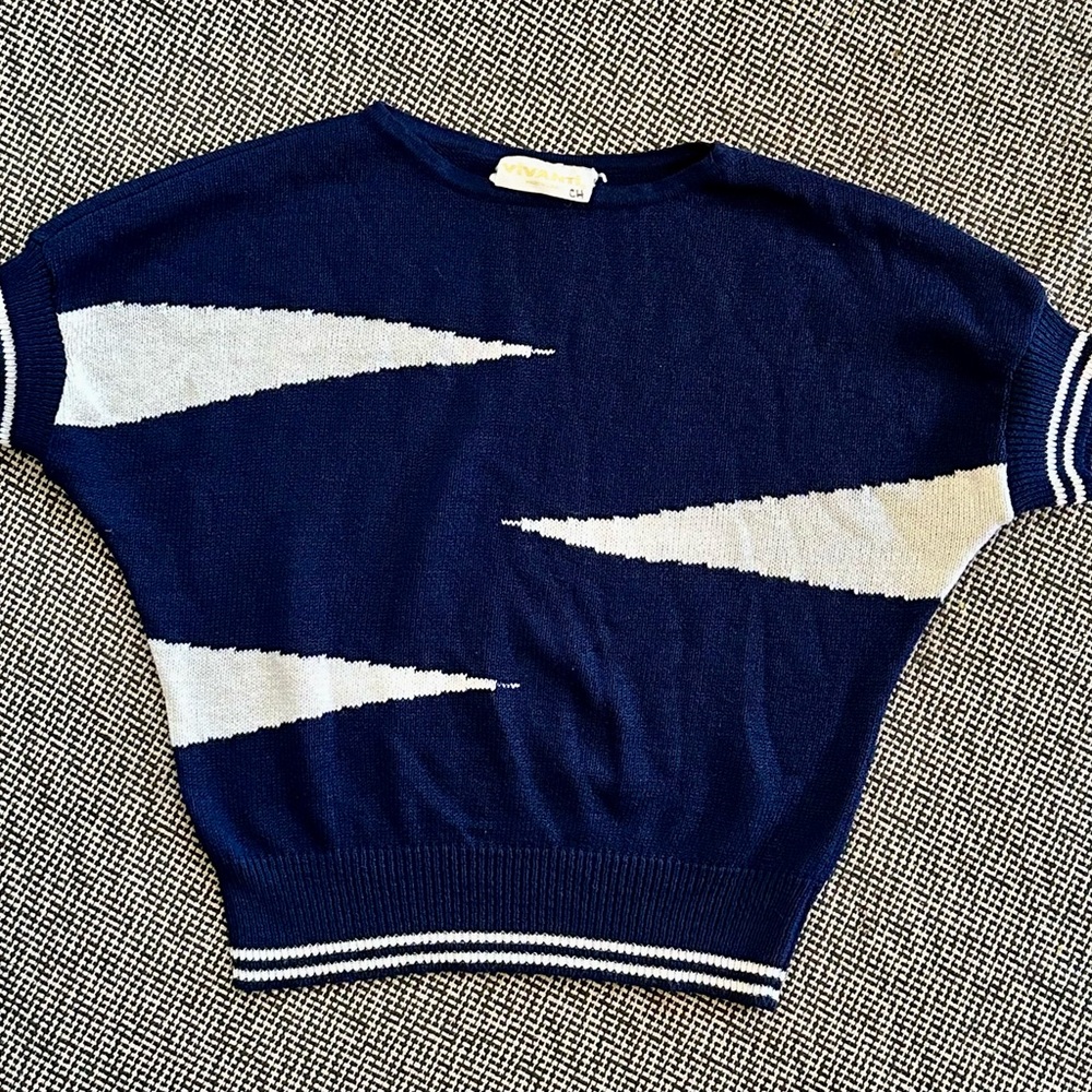 Vintage | Navy and White Geometric Sweater